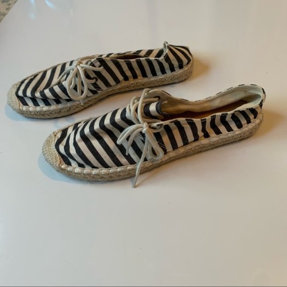 NEW J CREW Navy Striped Canvas Espadrille Sneakers 8 - Picture 4 of 7